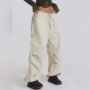 Jaded London ecru parachute cargo pants, never worn, L